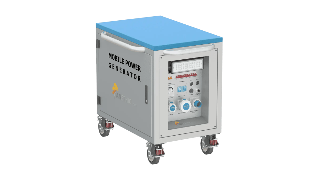Portable mobile power generator on wheels