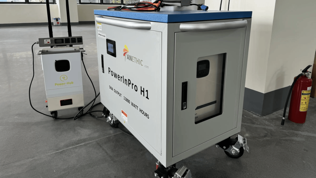 Portable power generator in factory setting