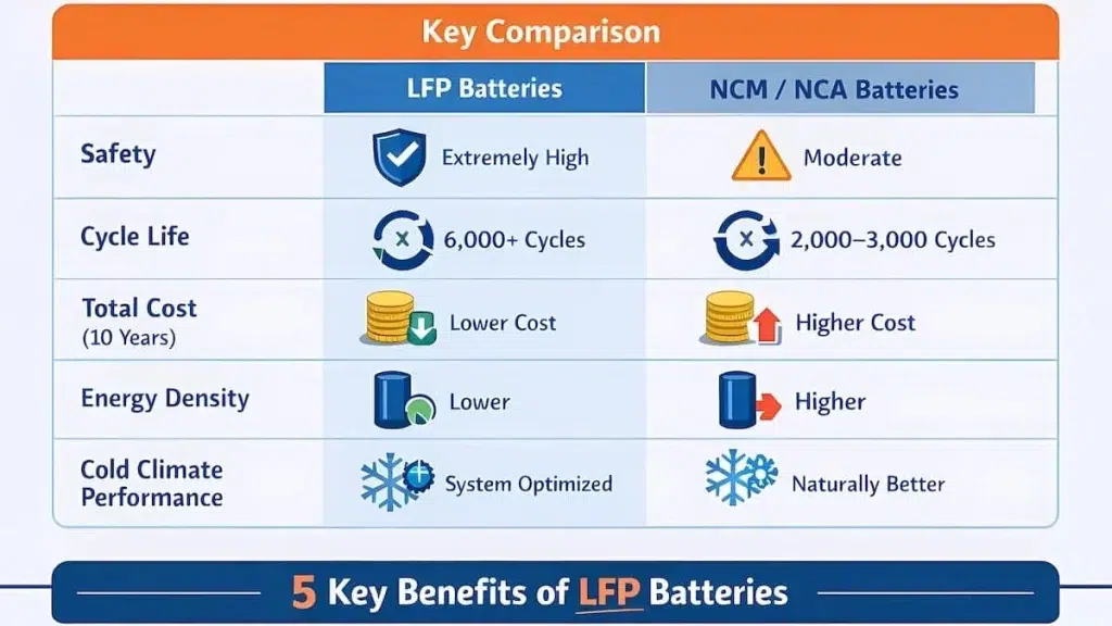 Comparison of LFP and NCM batteries