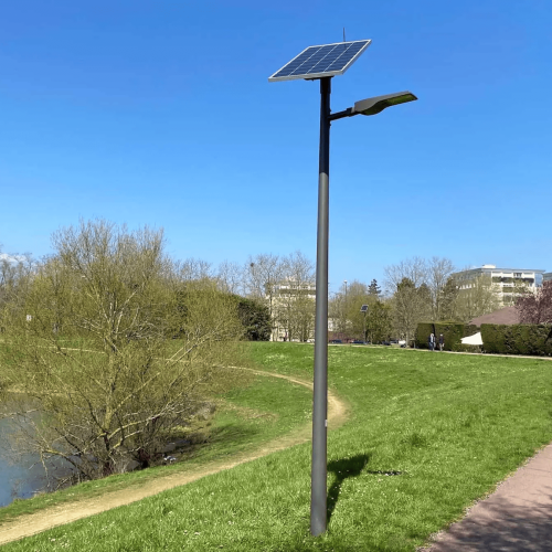 Solar-powered street light by water
